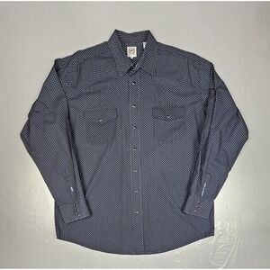 Cinch Pearl Snap Shirt Mens Large Black Abstract Casual Western Wear L/S